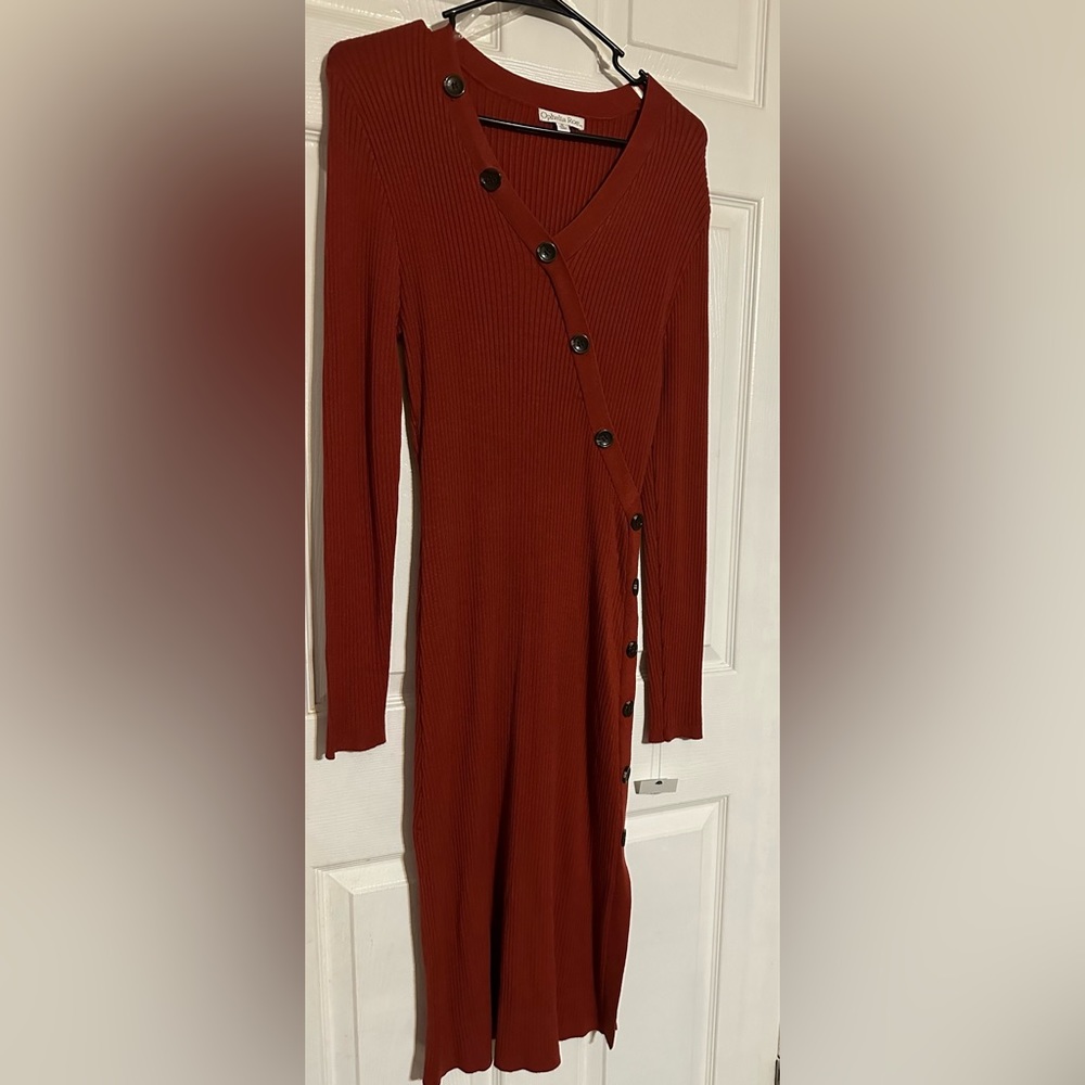 Women’s knit midi Dress burnt orange